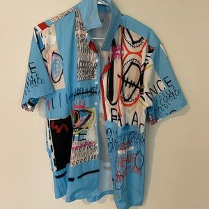 Mens button up short sleeved size large